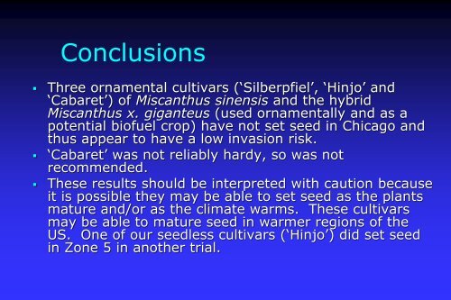 Evaluation of Miscanthus Cultivars for Fecundity and Potential ...