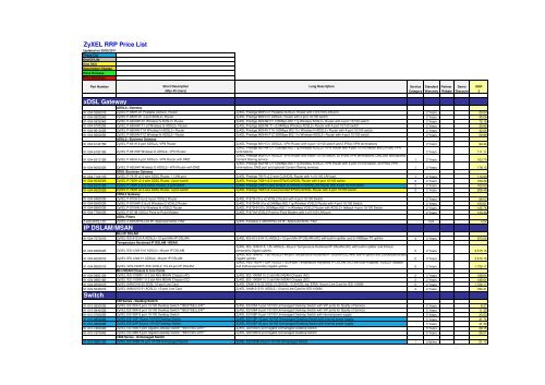 ZyXEL UK RRP Price List June 2011