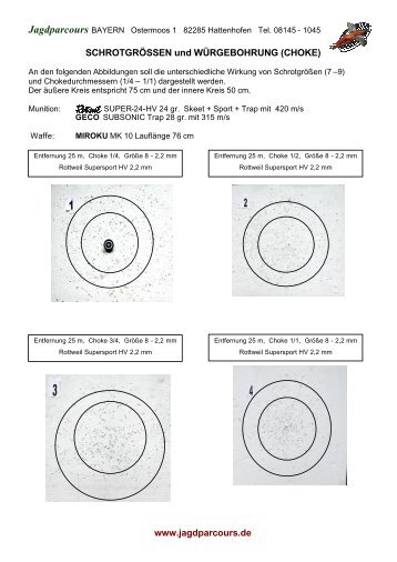 Schrotgröße und Choke - Jagdparcours Bayern