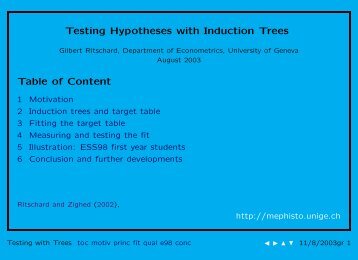 Testing Hypotheses with Induction Trees Table of Content