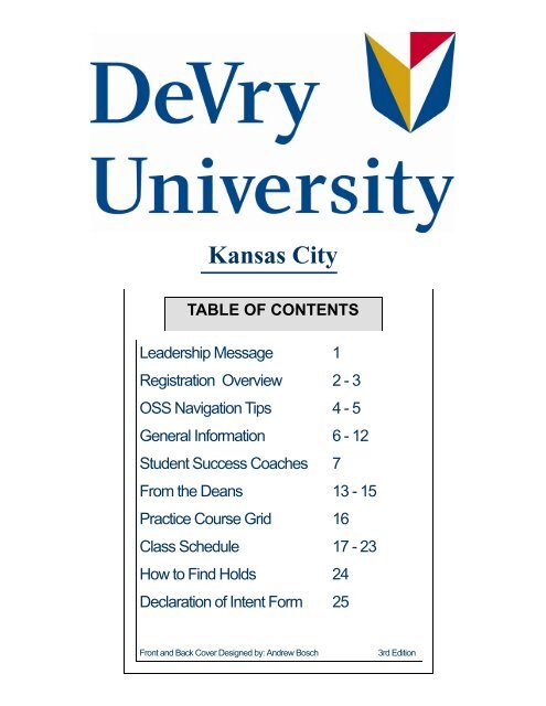 Fall 2008 catalog Part 1 - DeVry - Kansas City - DeVry University