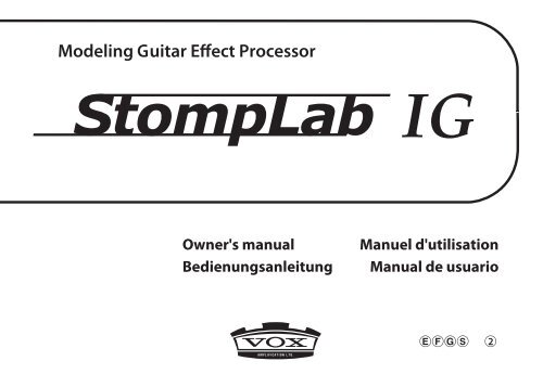 StompLab IG Owner's manual - Vox