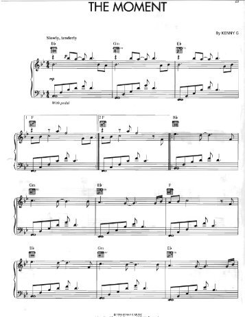 Kenny G â The Moment - Daily Piano Sheets