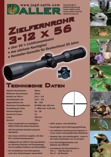 Einzelblatt - 3 -12 x 56 - Jagd - Optik Daller