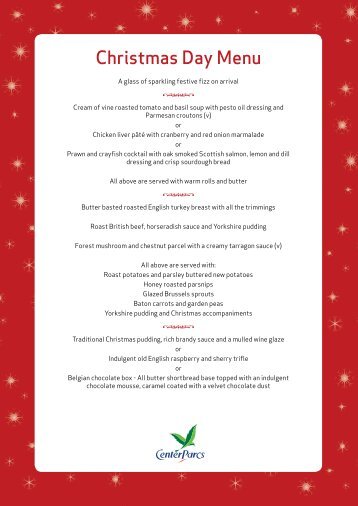 Christmas Day Menu - Center Parcs