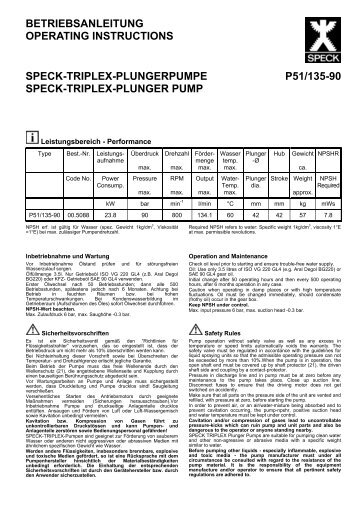 betriebsanleitung operating instructions speck-triplex-plungerpumpe ...