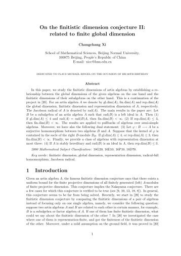 On the finitistic dimension conjecture II: related to finite global ...