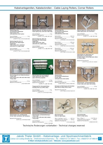 Cable Laying Accessories - Jakob Thaler GmbH