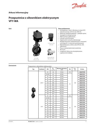 Butterfly valves VFY-WA - Danfoss