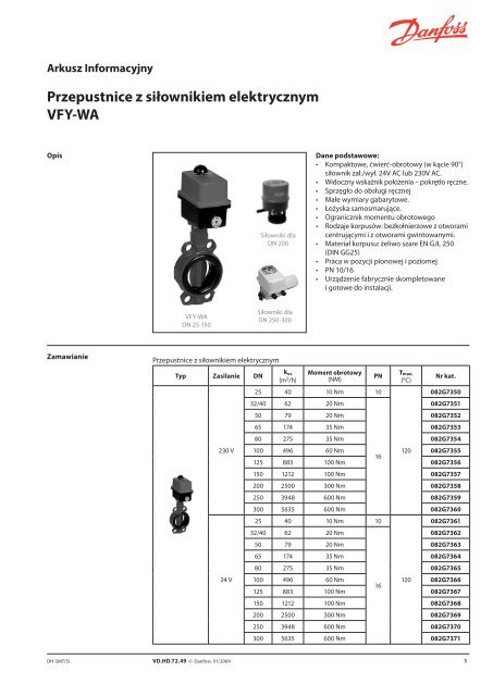 Butterfly valves VFY-WA - Danfoss