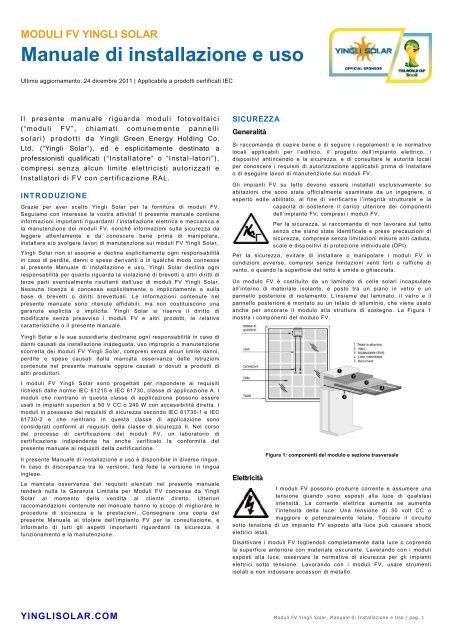 Manuale d'uso e installazione - Yingli Solar