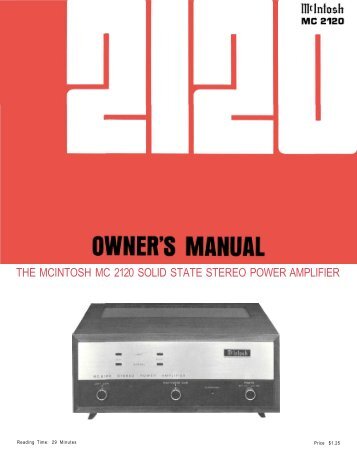 the mcintosh mc 2120 solid state stereo power amplifier
