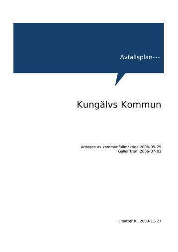 Avfallsplan fÃ¶r KungÃ¤lvs kommun (PDF-fil, 54 kB