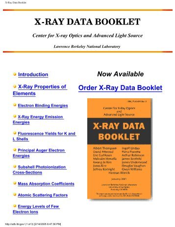 X-Ray Data Booklet Authors