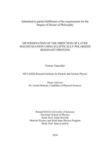 Thesis submitted in partial fulfillment of the requirements