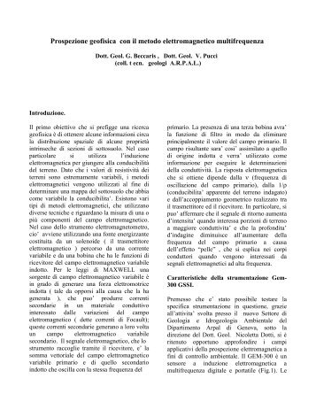 Prospezione geofisica con il metodo elettromagnetico ... - ARPAL