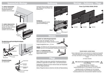 Bedienung Montage â Bedienung â Pflege Pflege ... - JalouCity