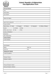 Islamic Republic of Afghanistan Visa Application Form