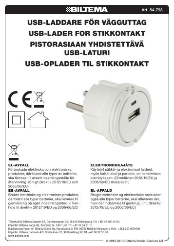 usb-laddare fÃ¶r vÃ¤gguttag usb-lader for stikkontakt ... - Biltema