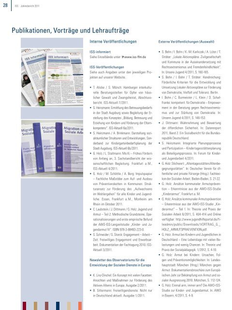 Jahresbericht 2011 - Institut fÃ¼r Sozialarbeit und SozialpÃ¤dagogik eV