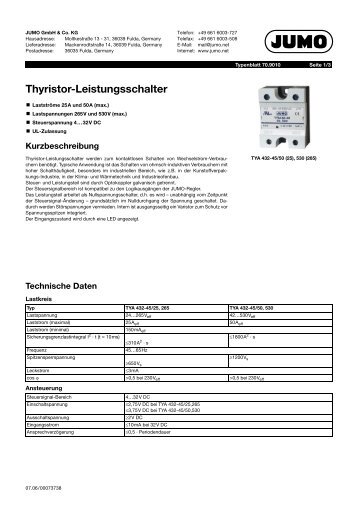 Thyristor-Leistungsschalter - Jumo