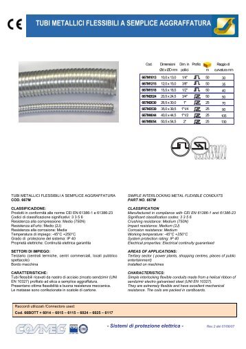 TUBI METALLICI FLESSIBILI A SEMPLICE AGGRAFFATURA