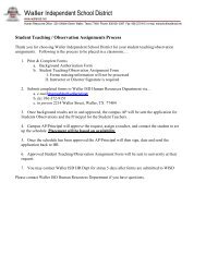 Student Teaching / Observation Assignments - Waller ISD