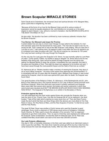Brown Scapular MIRACLE STORIES - Apostolate for Family ...