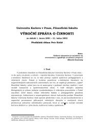 VÃ½roÄnÃ­ zprÃ¡va o Äinnosti FF - FilozofickÃ¡ fakulta - Univerzita Karlova