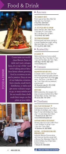 Dining Guide - Columbia County Tourism