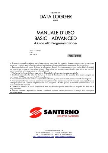 DATA LOGGER MANUALE D'USO BASIC - ADVANCED - Santerno