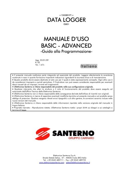 DATA LOGGER MANUALE D'USO BASIC - ADVANCED - Santerno