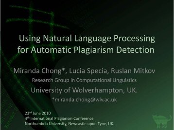 Using Natural Language Processing for Automatic Plagiarism ...