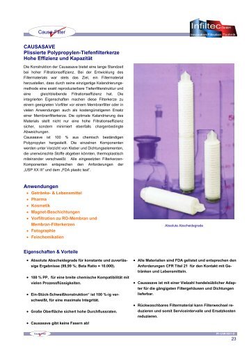 Causasave - Polypropylen-Tiefenfilterkerze (PDF ... - Infiltec GmbH
