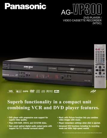 Superb functionality in a compact unit combining VCR and DVD ...