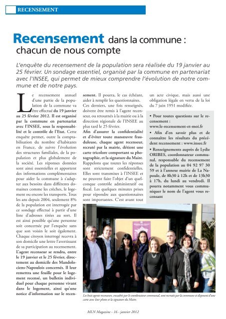 MLN Magazine de janvier 2012 - Mandelieu La Napoule