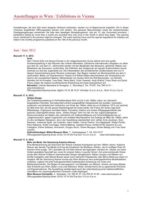Ausstellungen in Wien / Exhibitions in Vienna