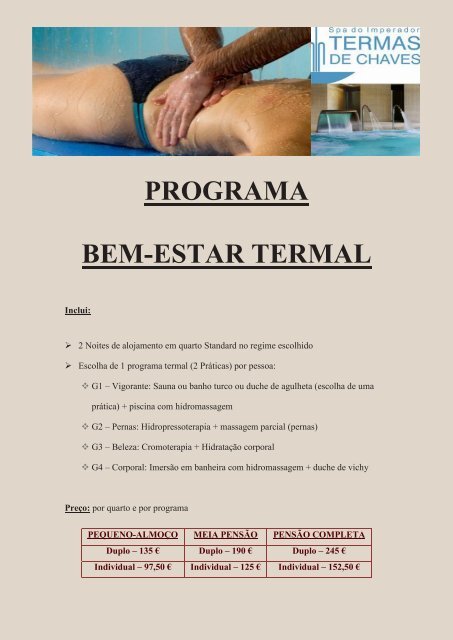 PROGRAMA BEM-ESTAR TERMAL - Forte São Francisco Hotel