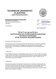 TECHNISCHE UNIVERSITÄT CLAUSTHAL S t e l l u n g n a h m e