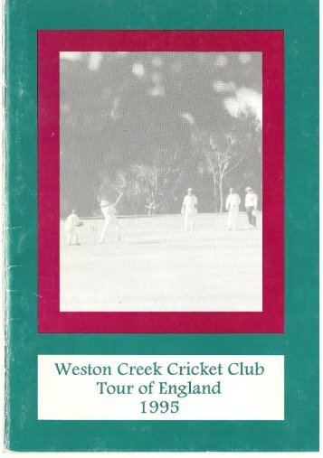 Weston Creek Cricket Club Tour of England