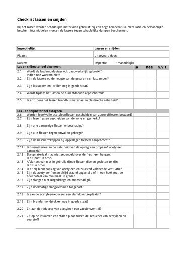 Checklist lassen en snijden - Arbo Online