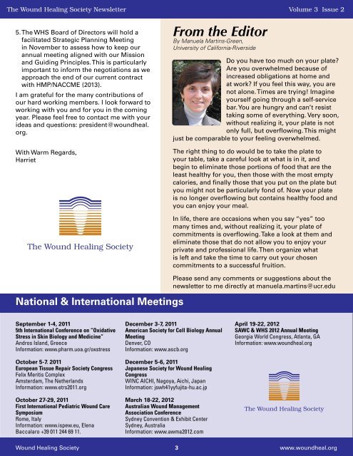 Wound Healing Society Newsletter Volume 3 Issue 2