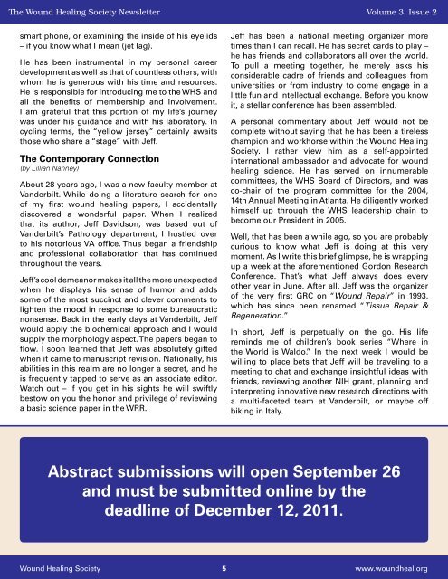 Wound Healing Society Newsletter Volume 3 Issue 2