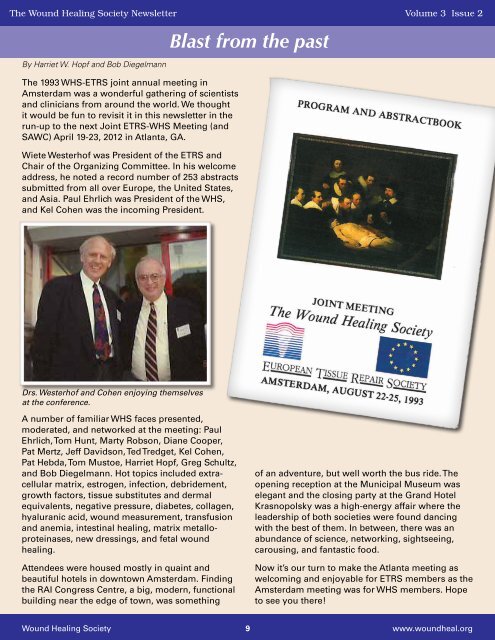 Wound Healing Society Newsletter Volume 3 Issue 2