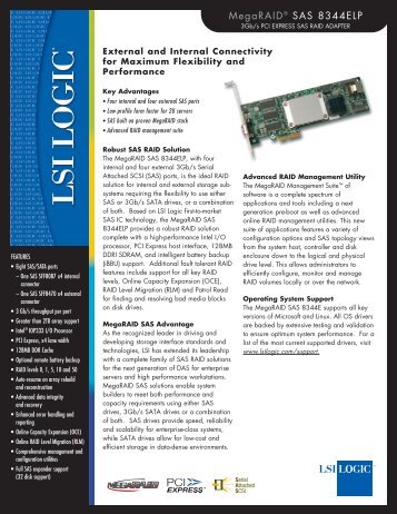 MegaRAID SAS 8344ELP Product Brief - Computerworld