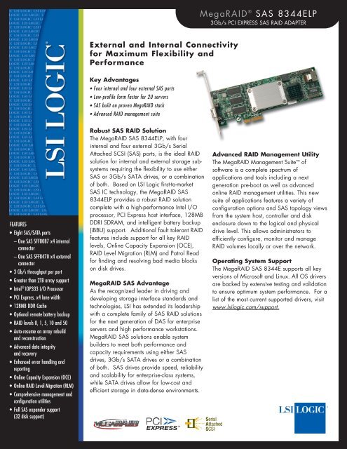 MegaRAID SAS 8344ELP Product Brief - Computerworld