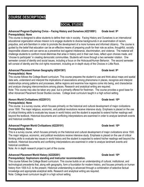 Course Guide High School COURSE DESCRIPTIONS - duPont Manual High School