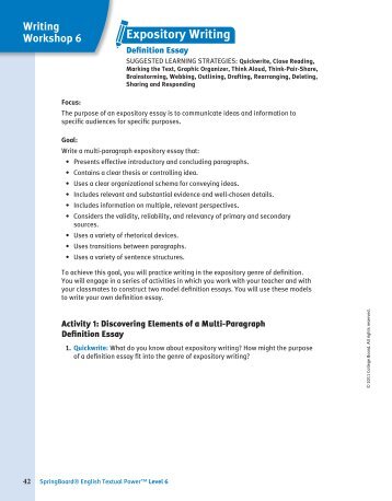 Essay Examples For High School Expository Writing Essay In English also Sample English Essays Rationale For Teaching The Expository Essay Essay Thesis Statement Examples