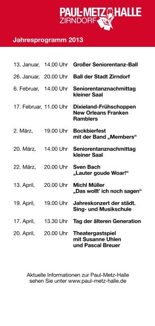 Zirndorfer Kultur- und Veranstaltungskalender - Stadt Zirndorf