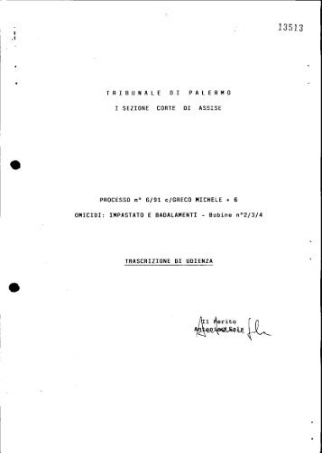 XVIII Trascrizione di udienza processo omicidi Impastato e ...